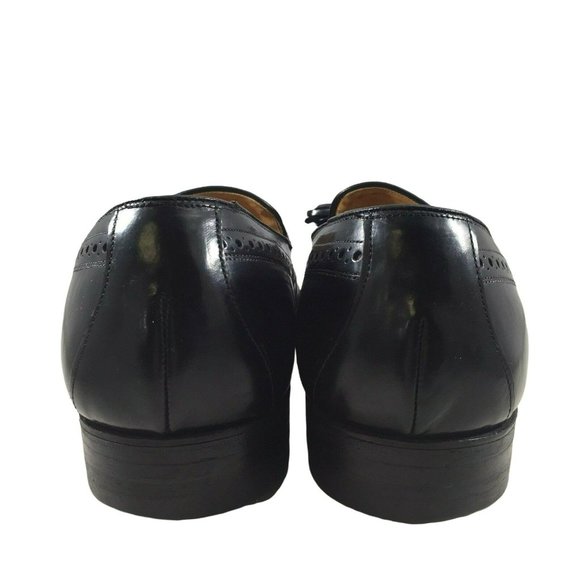 JOHNSTON & MURPHY Black Tassel Loafer Wing Tip Mens 11.5 A/AAA Dress Shoes USA - Picture 4 of 12